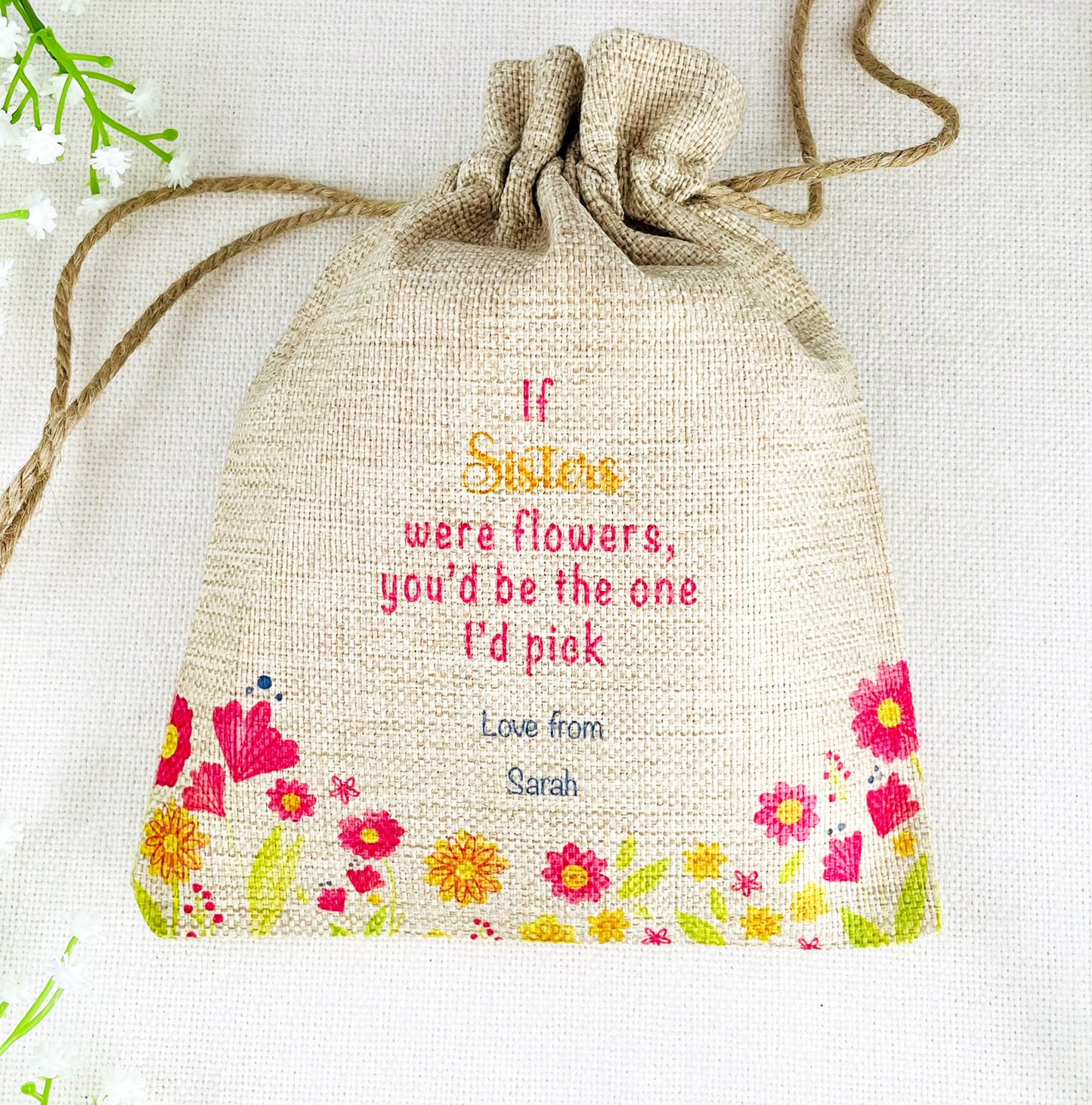 Personalised Flower Seed Bag - If Sisters were Flowers You'd be The one I'd Pick - Gardening Gift