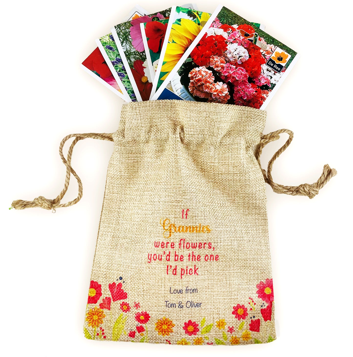 Personalised Flower Seed Bag - If Grannies were Flowers You'd be The one I'd Pick - Gardening Gift