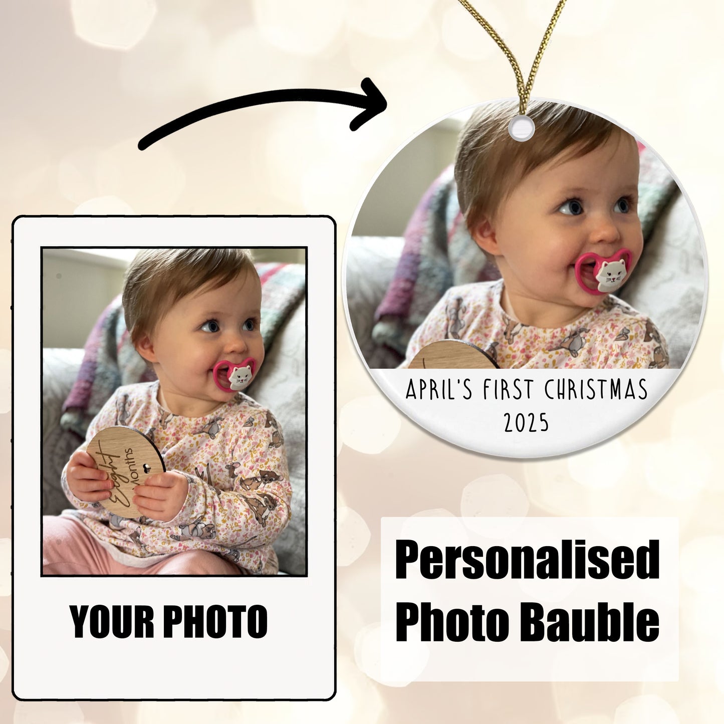 Baby's First Christmas - Photo Bauble - Acrylic or Ceramic