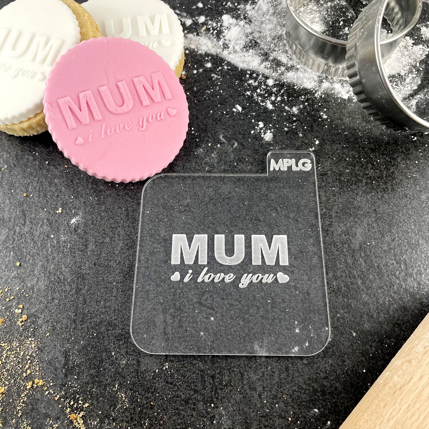 Mum I Love You Icing Stamp Embosser Fondant Happy Mother's Day Stamp for Biscuits, Cookies, Cupcake Topper Decorations Stencil for Mum