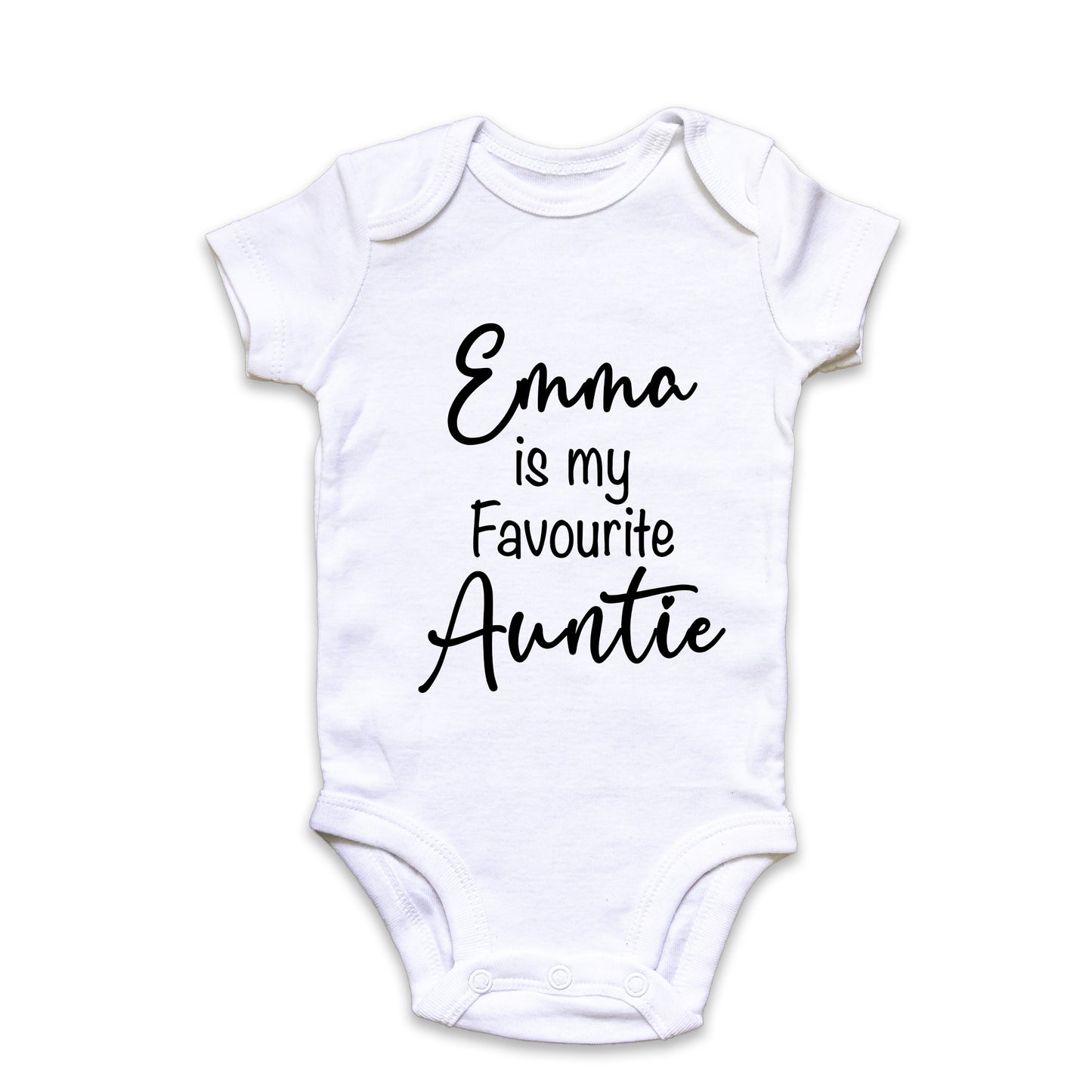 Personalised Name is My Favourite Auntie Baby Grow Vest - New Baby - Baby Announcement