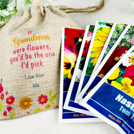Personalised Flower Seed Bag - If Grandmas were Flowers You'd be The one I'd Pick - Gardening Gift