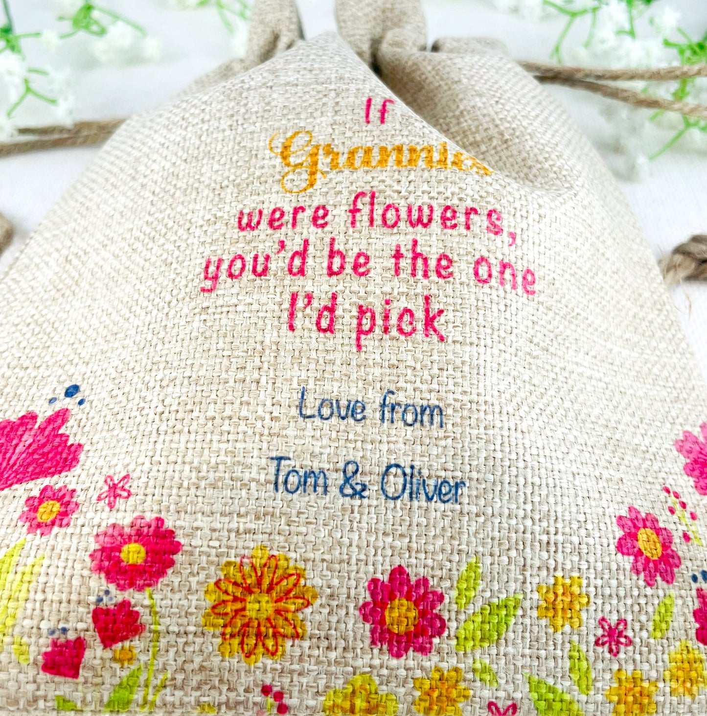 Personalised Flower Seed Bag - If Grannies were Flowers You'd be The one I'd Pick - Gardening Gift