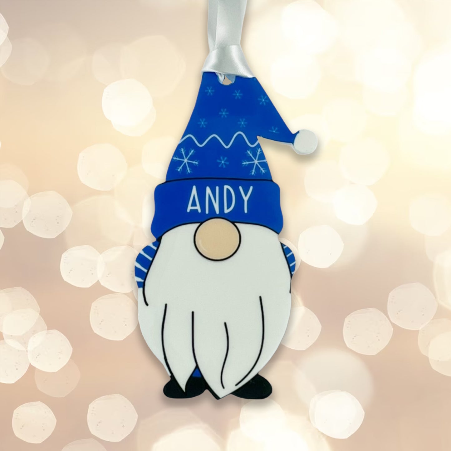Personalised Christmas Acrylic Gonk Bauble - Choose from four colours - Add any name!
