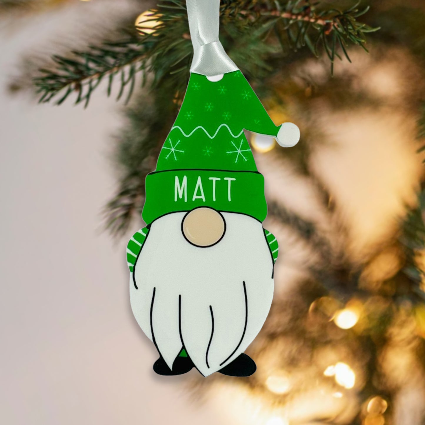 Personalised Christmas Acrylic Gonk Bauble - Choose from four colours - Add any name!