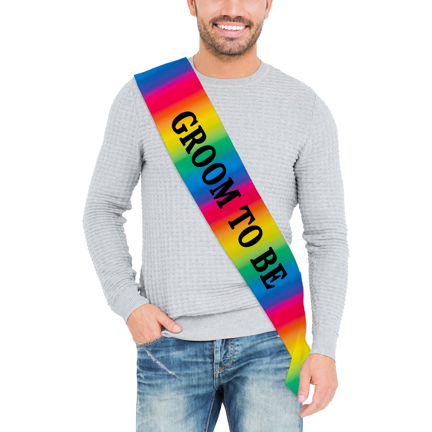 Rainbow Groom to Be Sash - Stag Sash - LGBTQ+ Wedding Sash - Pride Wedding Accessories - Stag Do Sash