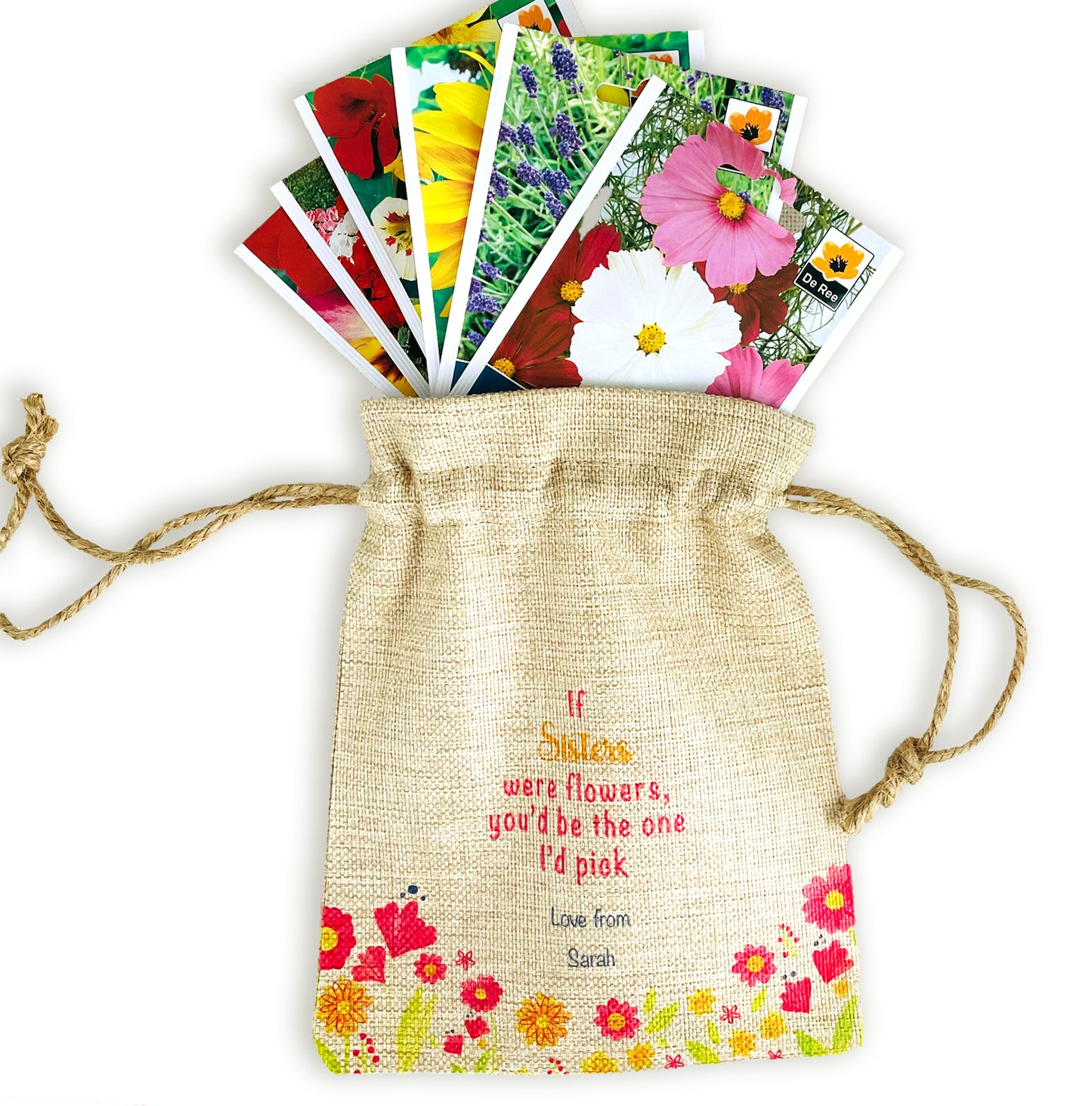 Personalised Flower Seed Bag - If Sisters were Flowers You'd be The one I'd Pick - Gardening Gift