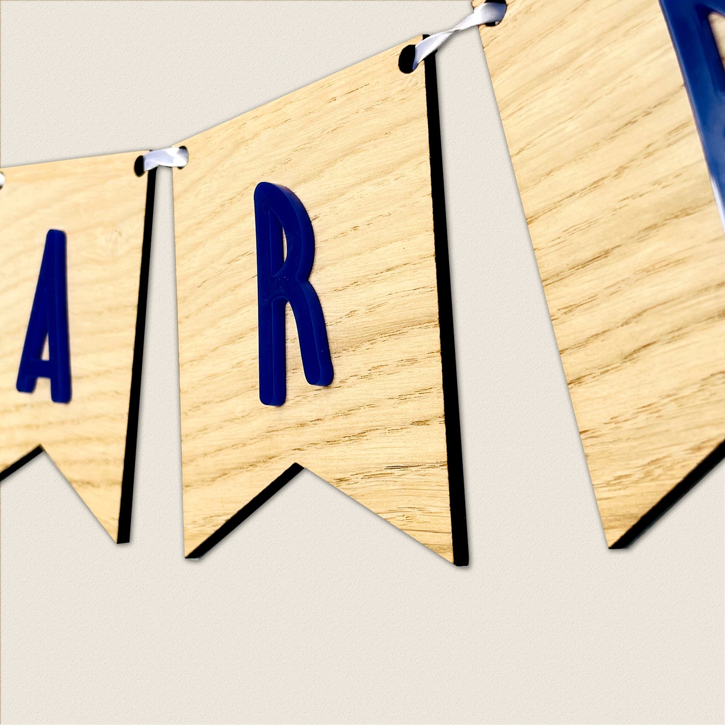 Personalised Oak Wood Name Bunting with Stars - Nursery or Child's Room Decor - Add any Name!