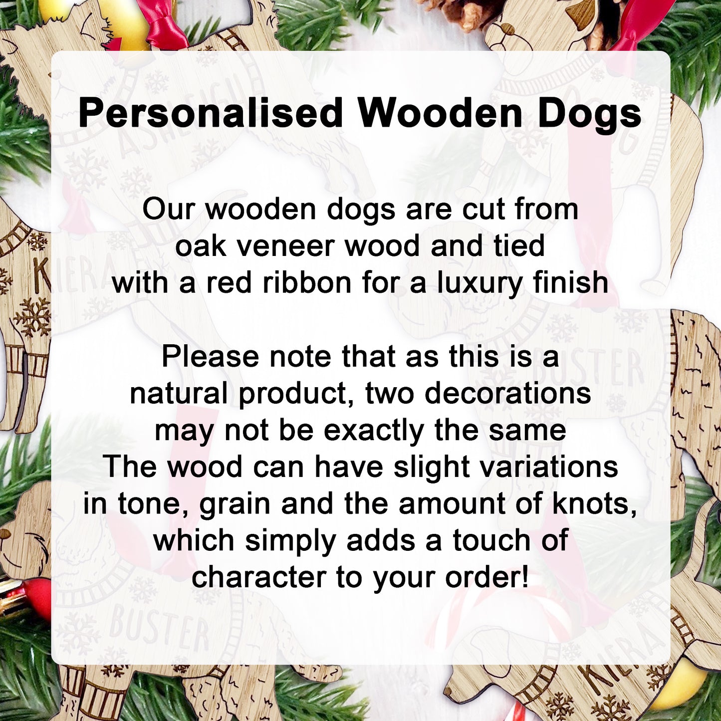 Wooden Dog Bauble Personalised French Mastiff Bauble Jumper Dog Bauble - Oak Veneer Wood - Add any name: French Mastiff