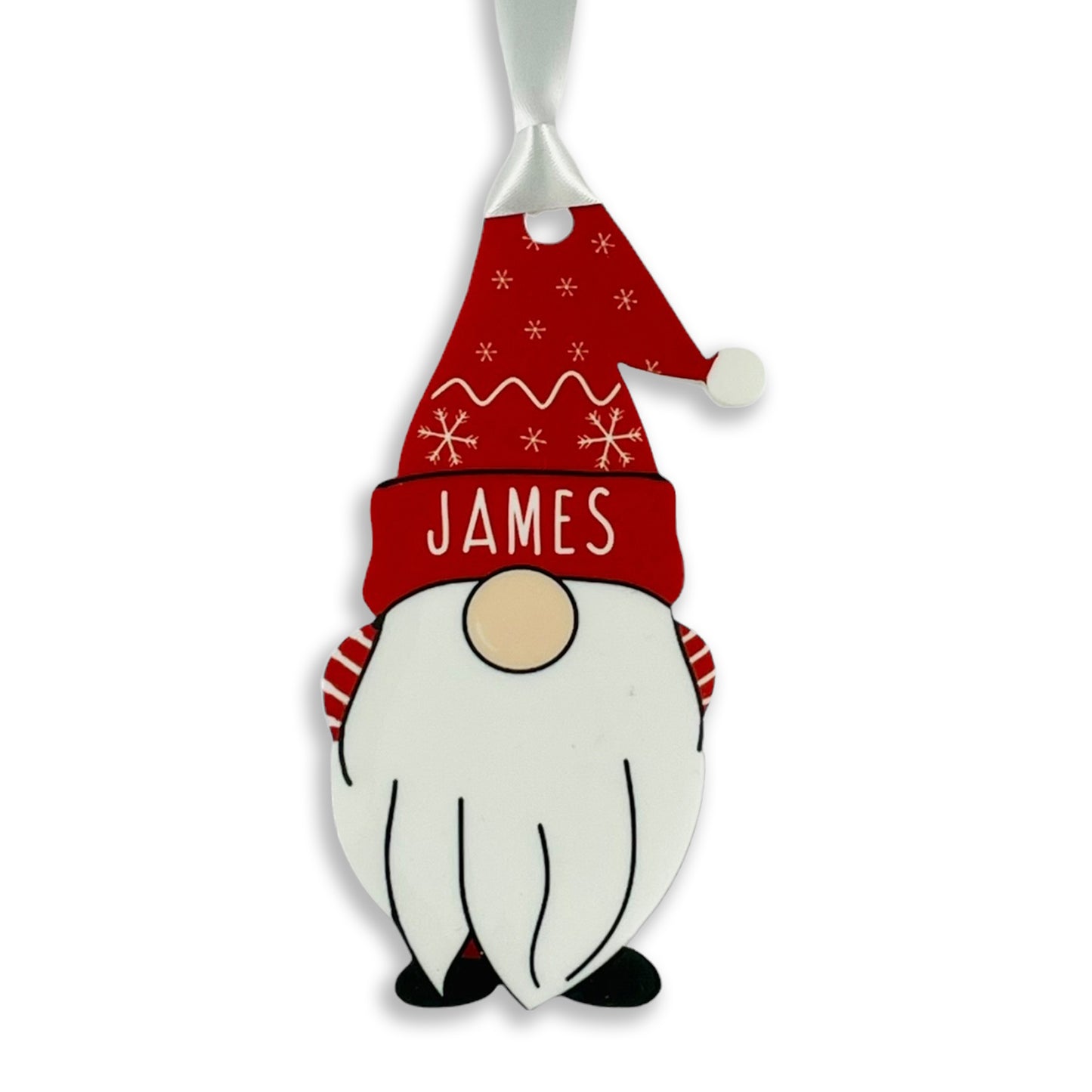 Personalised Christmas Acrylic Gonk Bauble - Red - Add any name!