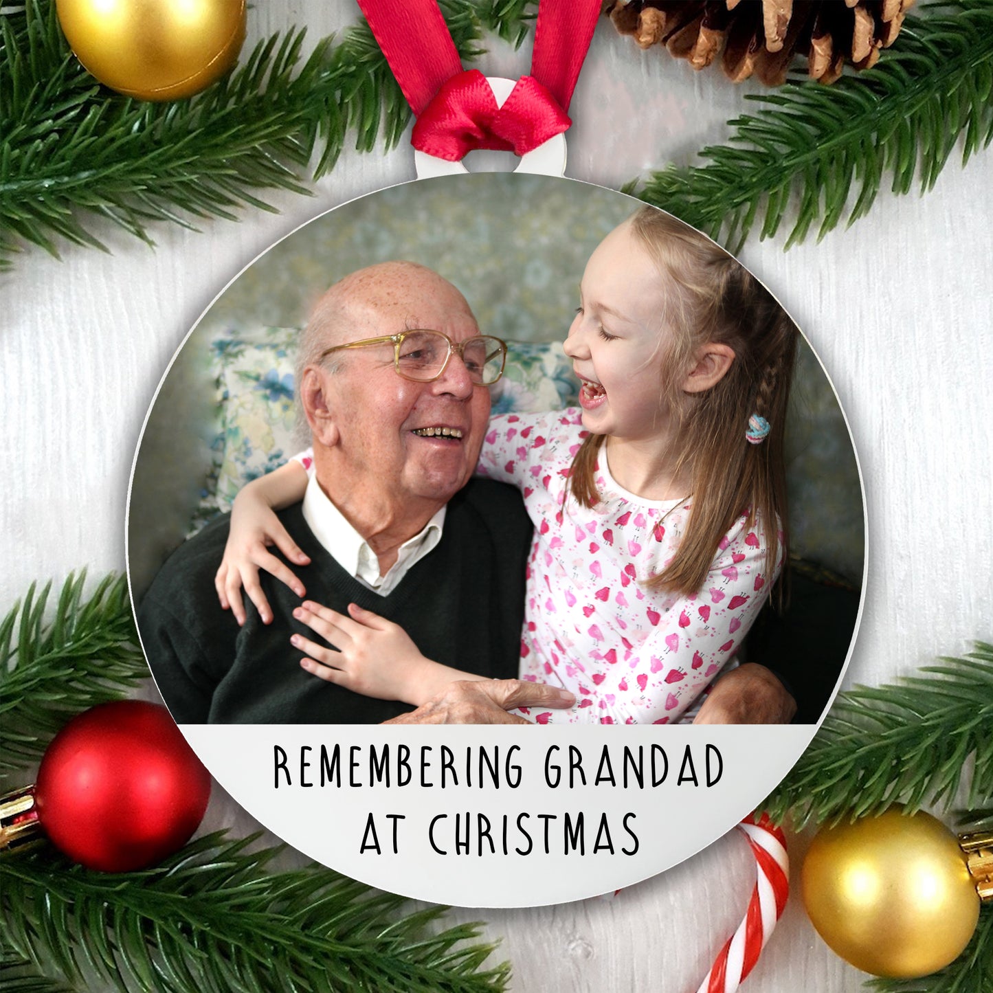 Personalised Memorial Remembering Family at Christmas Bauble - Acrylic Photo