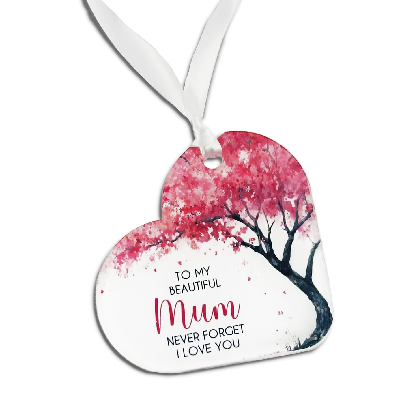 To My Beautiful Mum Hanging Decoration, Cherry Blossom Acrylic Mum Gift, Mother’s Day Keepsake Ornament, Pink Floral Mum Present