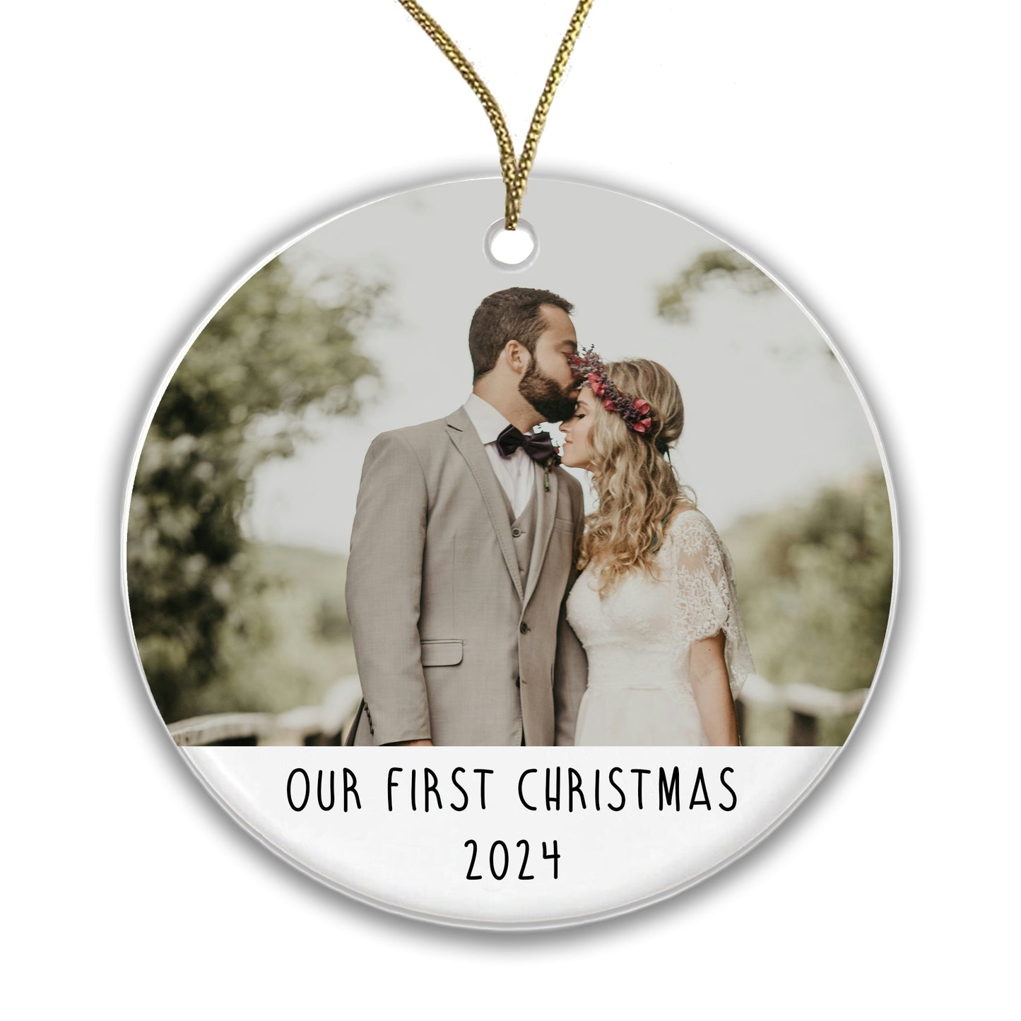 Personalised Couple Photo Bauble - Add a photo, names and year!