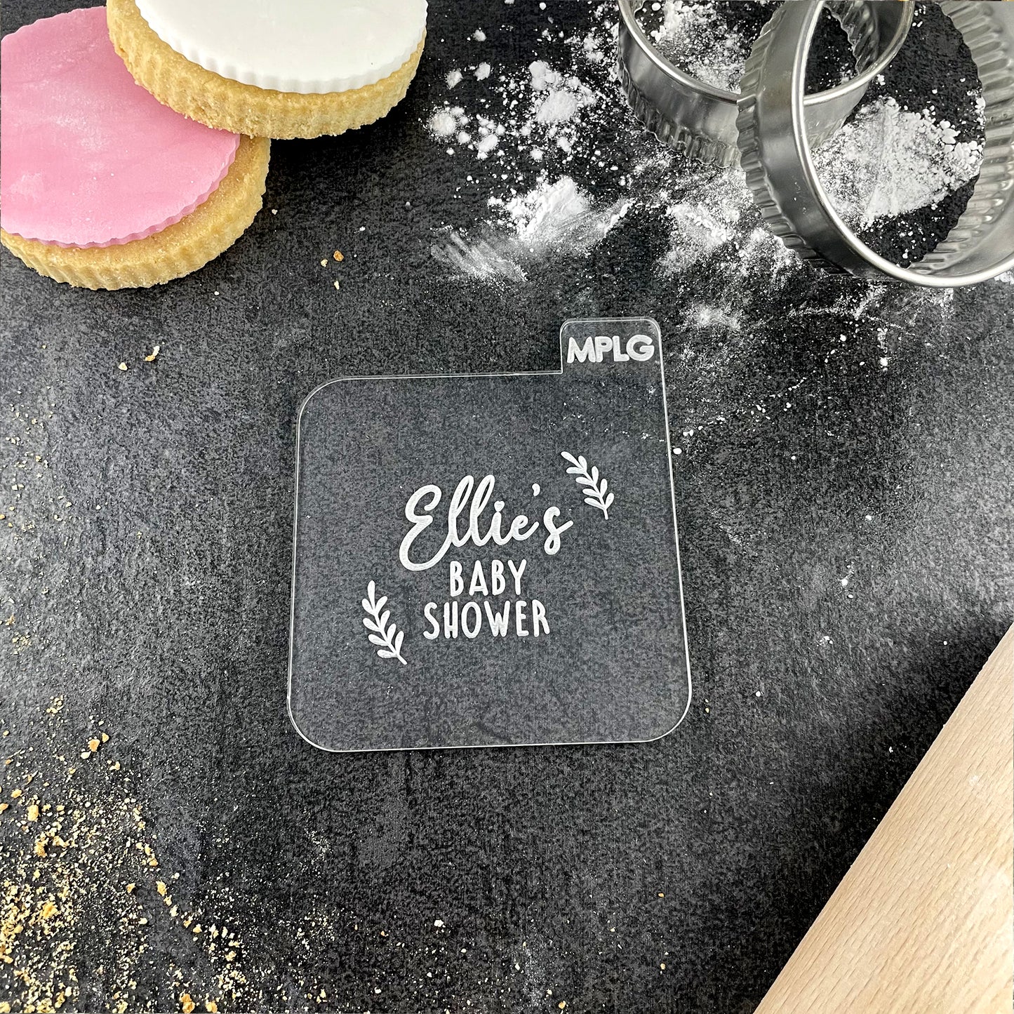 Personalised Baby Shower Icing Stamp Fondant Embosser Stamp for Biscuits, Cookies, Cupcake Topper Decorations Stencil for Baby Shower