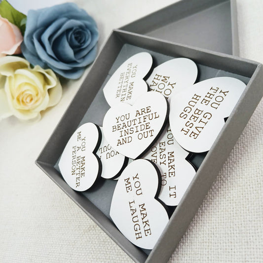 Personalised Reasons Why I Love You Tokens Heart Gift Box | Valentine's Day or Birthday Romantic Hearts Keepsake