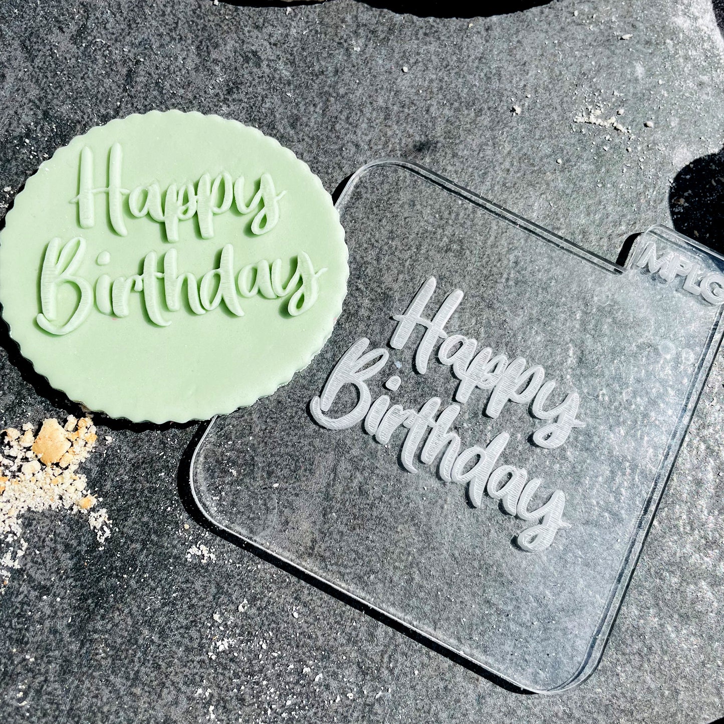 Happy Birthday Icing Stamp Embosser Stamp Fondant for Biscuits, Cookies, Cupcake Topper Decorations Stencil for Birthdays