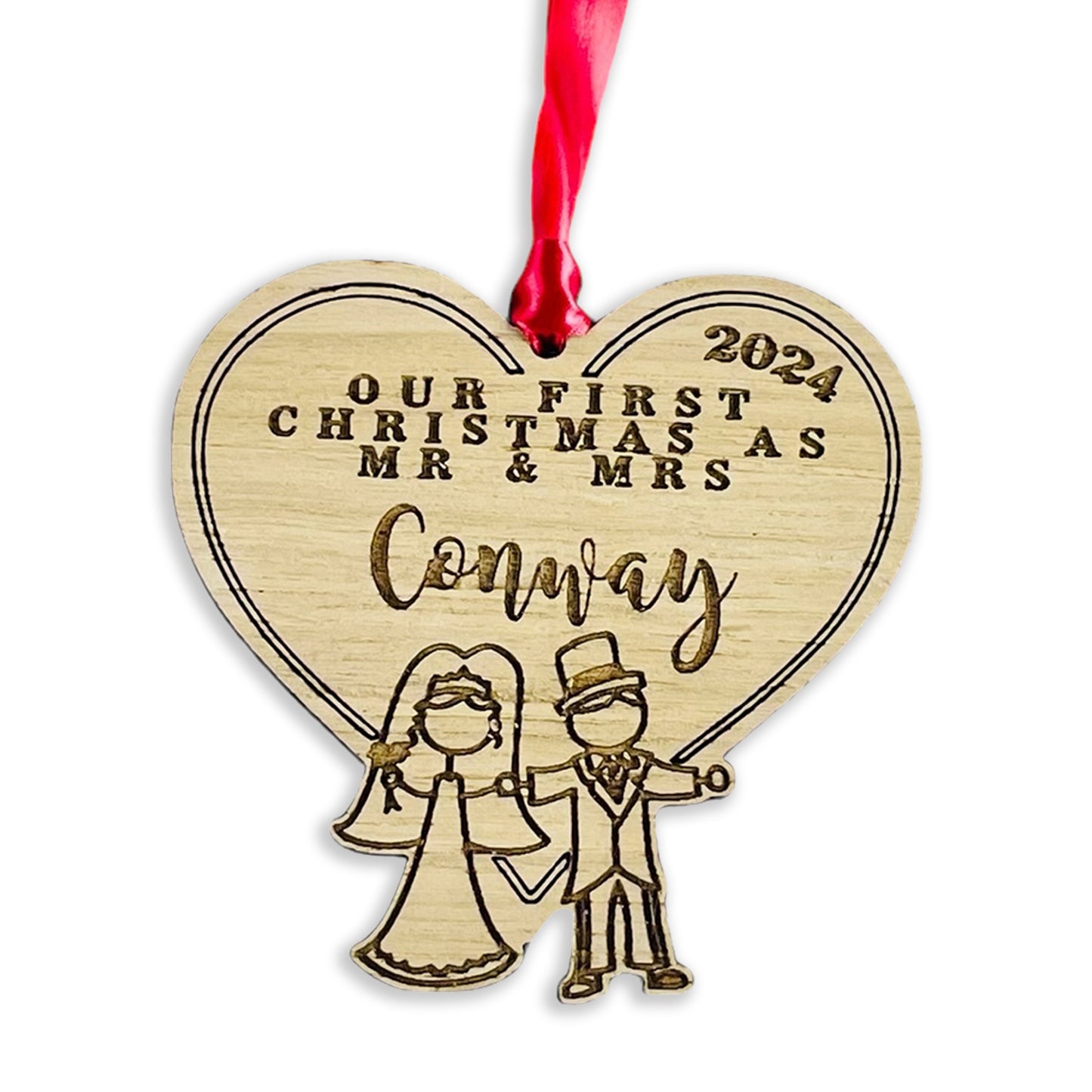 Personalised Wooden Stick Couple "First Christmas as Mr & Mrs"