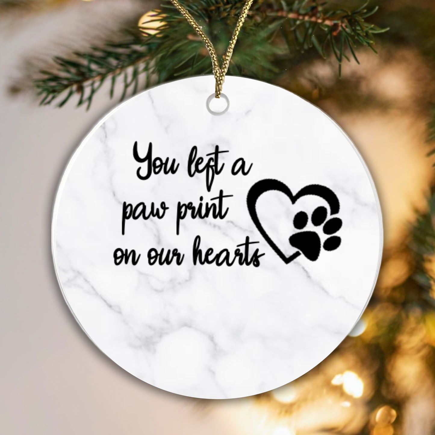 Personalised Memorial Ceramic Bauble - You left a Paw Print... Add any name!