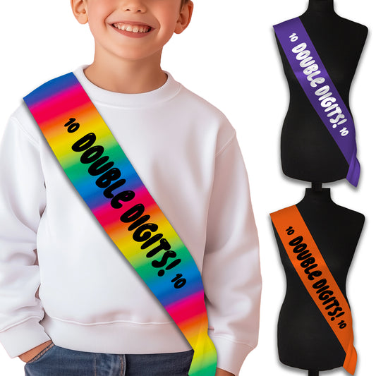 Double Digits 10th Birthday Sash - 10th Birthday Party - Happy Tenth Birthday - Teenager Today - Choose from many colours
