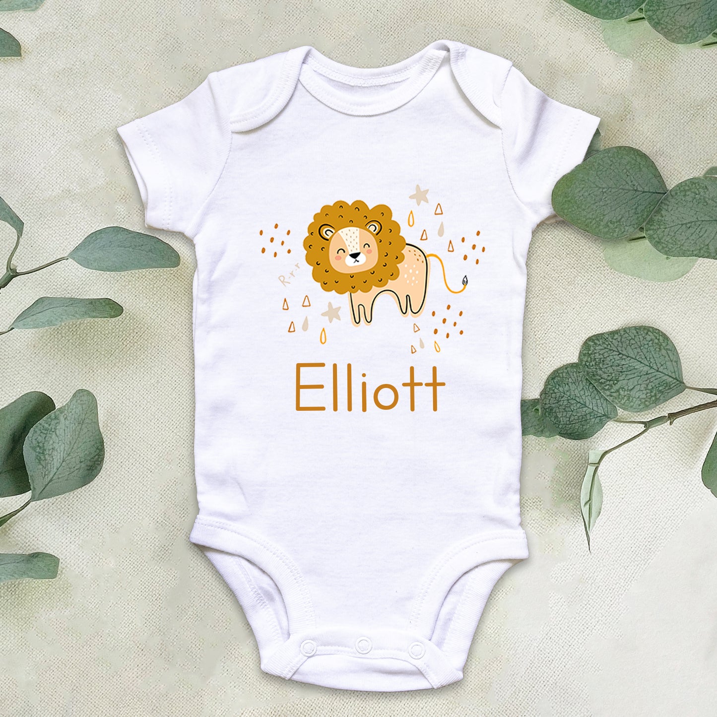 Personalised Little Lion Baby Announcement Baby Grow Vest Add any Name First Outfit - Baby Shower - New Baby