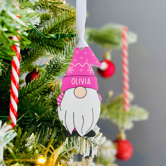 Personalised Christmas Acrylic Gonk Bauble - Choose from four colours - Add any name!