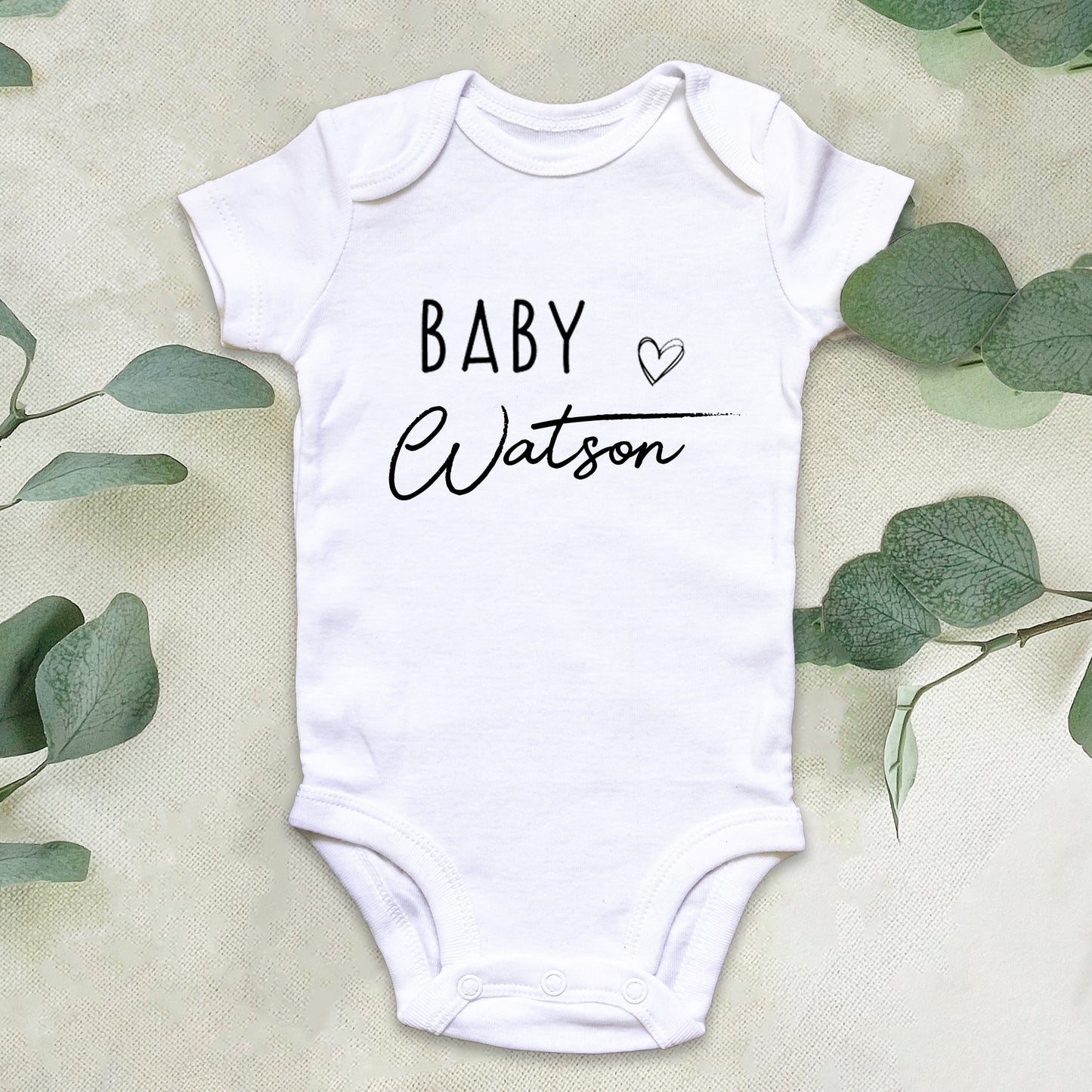 Personalised Baby Surname Announcement Baby Grow Vest Add any Name First Outfit - Baby Shower - New Baby