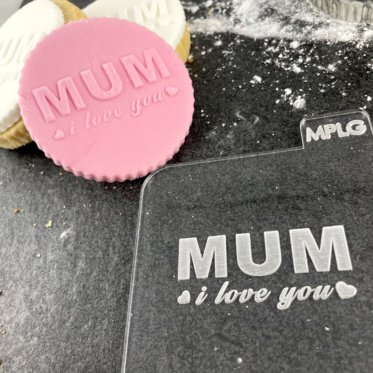 Mum I Love You Icing Stamp Embosser Fondant Happy Mother's Day Stamp for Biscuits, Cookies, Cupcake Topper Decorations Stencil for Mum