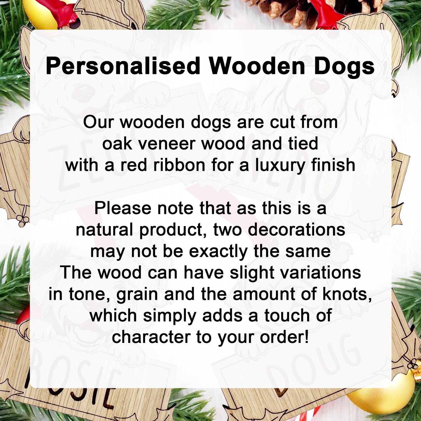 Personalised Husky Dog Bauble - Peeking Dog - Oak Veneer Wood - Add your own name!