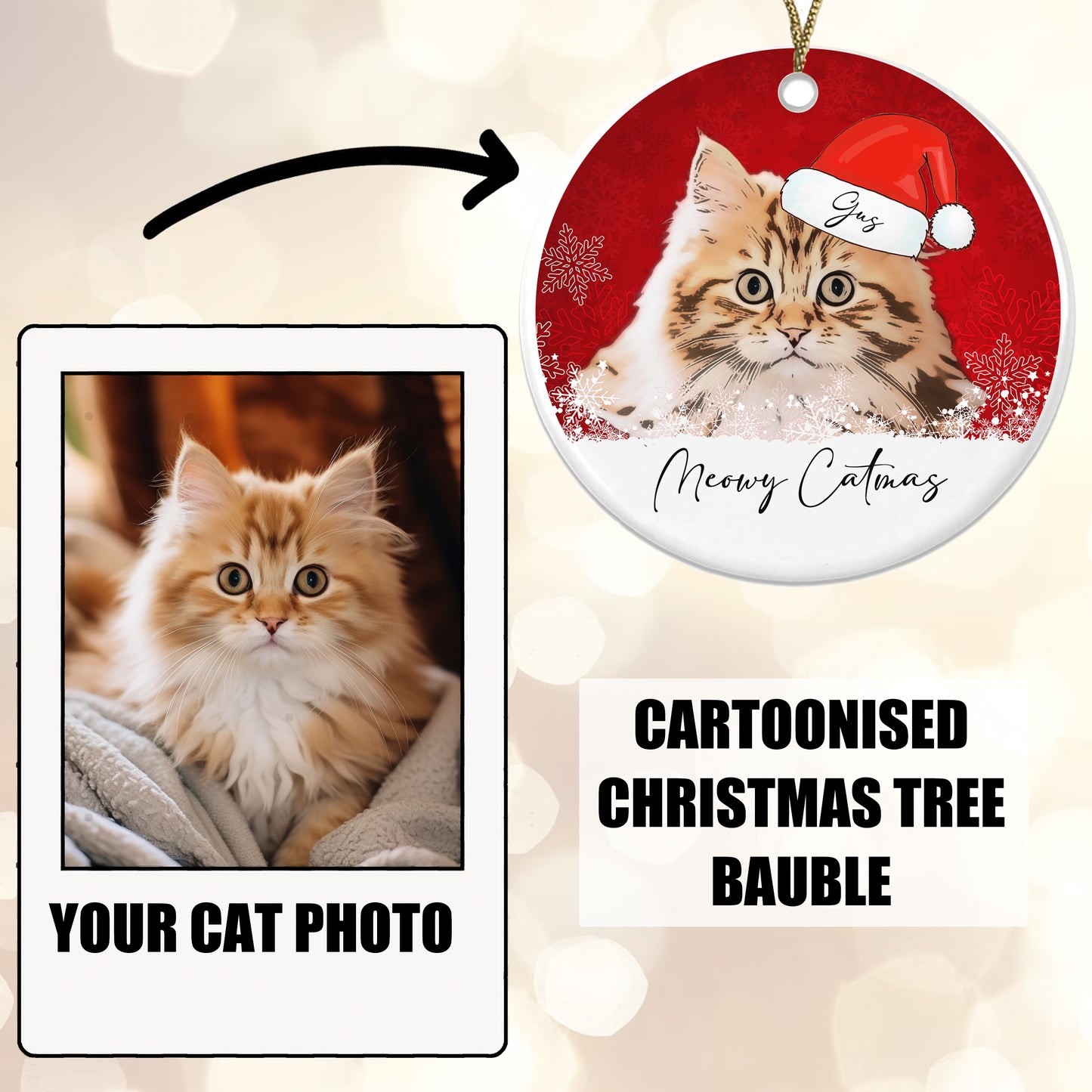 Personalised Cat Cartoon Ceramic Bauble