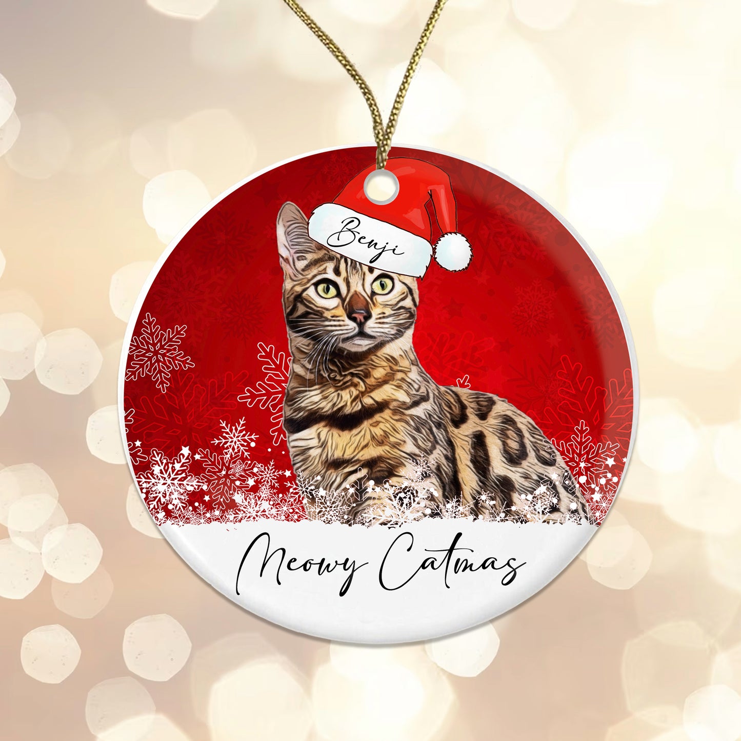 Personalised Cat Cartoon Ceramic Bauble