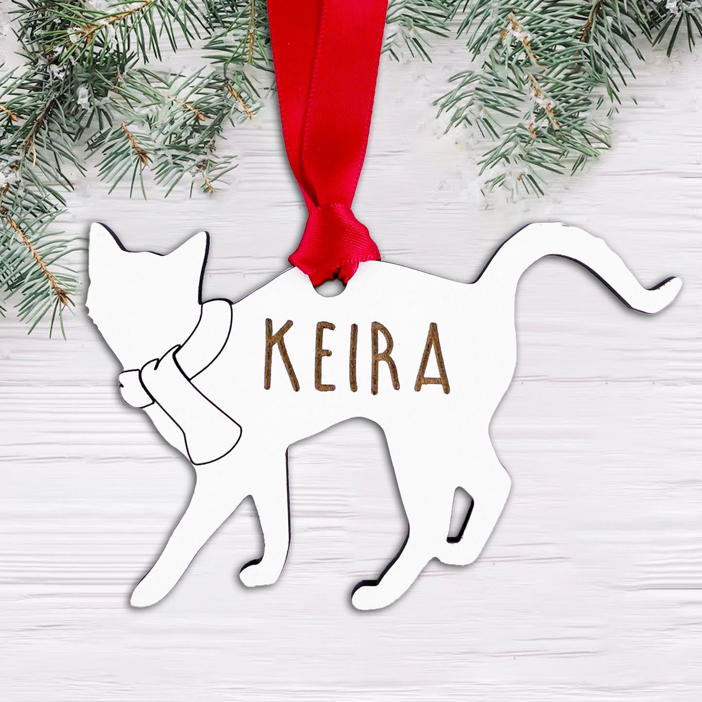 Personalised Wooden Cat Tree Bauble Decoration - Add any name!
