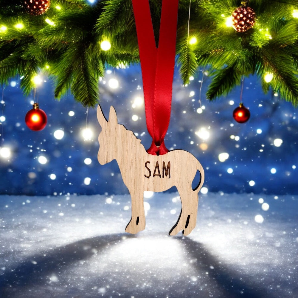 Personalised Donkey Christmas Tree Decoration