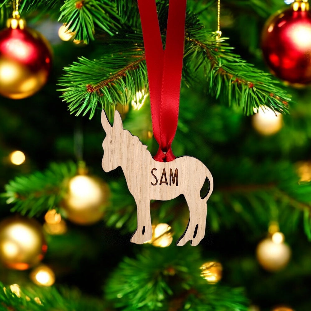 Personalised Donkey Christmas Tree Decoration