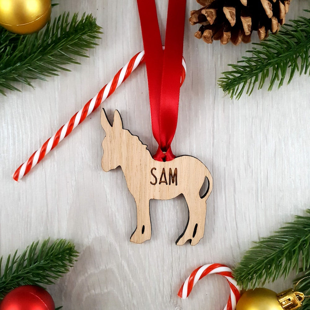 Personalised Donkey Christmas Tree Decoration