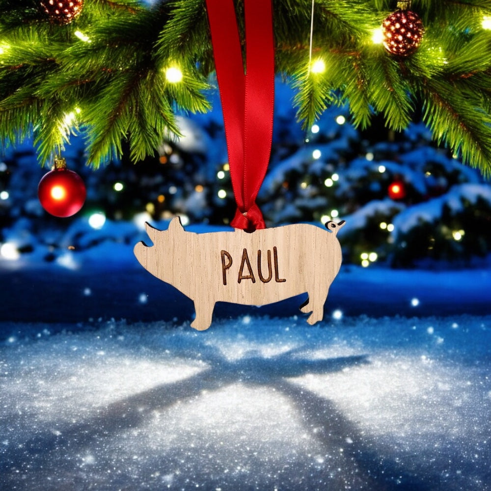 Personalised Pig Christmas Tree Decoration