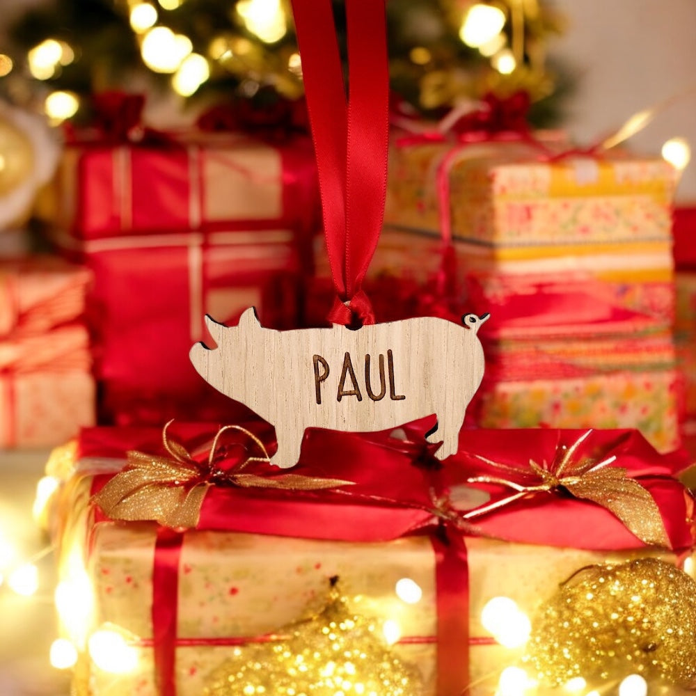 Personalised Pig Christmas Tree Decoration