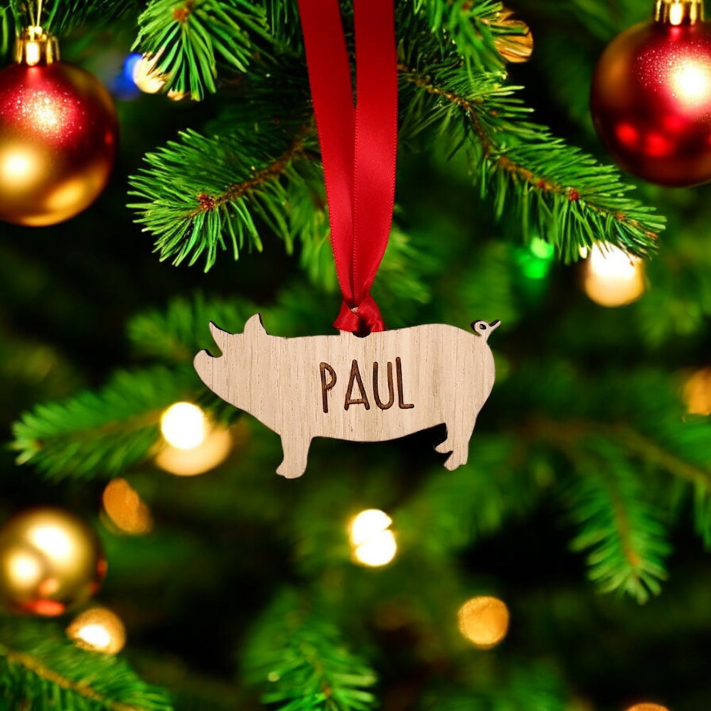 Personalised Pig Christmas Tree Decoration