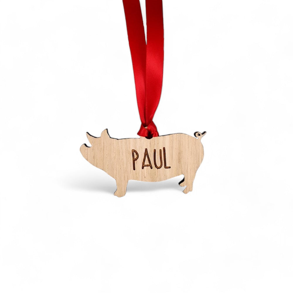 Personalised Pig Christmas Tree Decoration