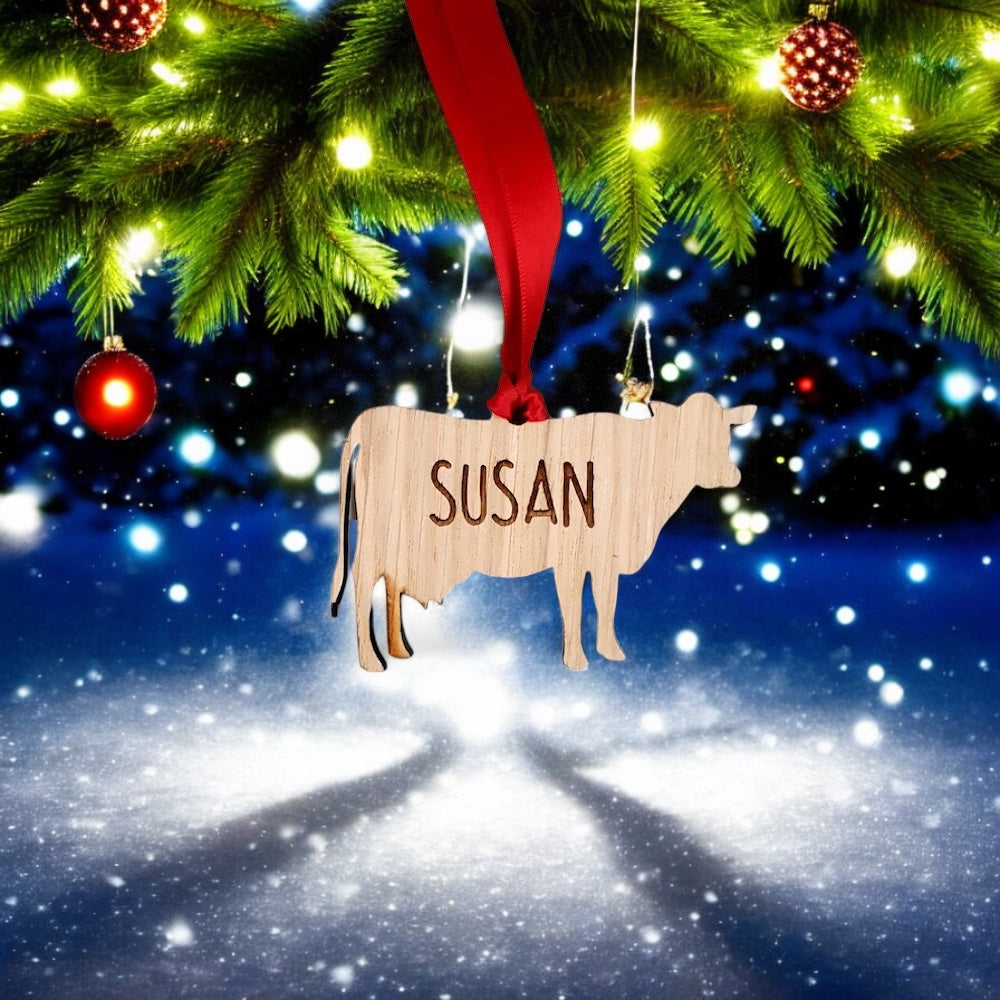 Personalised Cow Christmas Tree Decoration