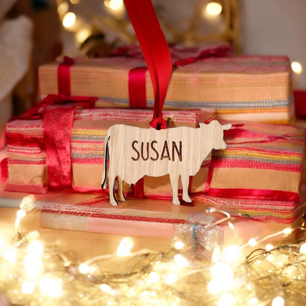 Personalised Cow Christmas Tree Decoration