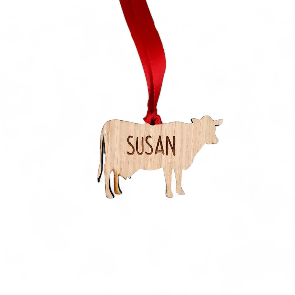 Personalised Cow Christmas Tree Decoration