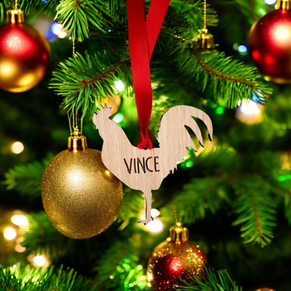 Personalised Cockerel Christmas Tree Decoration