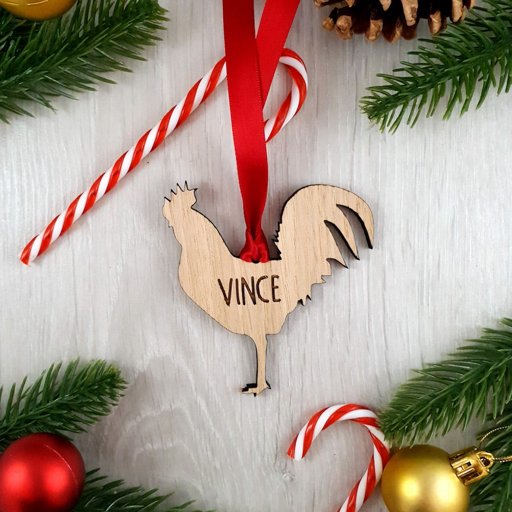 Personalised Cockerel Christmas Tree Decoration