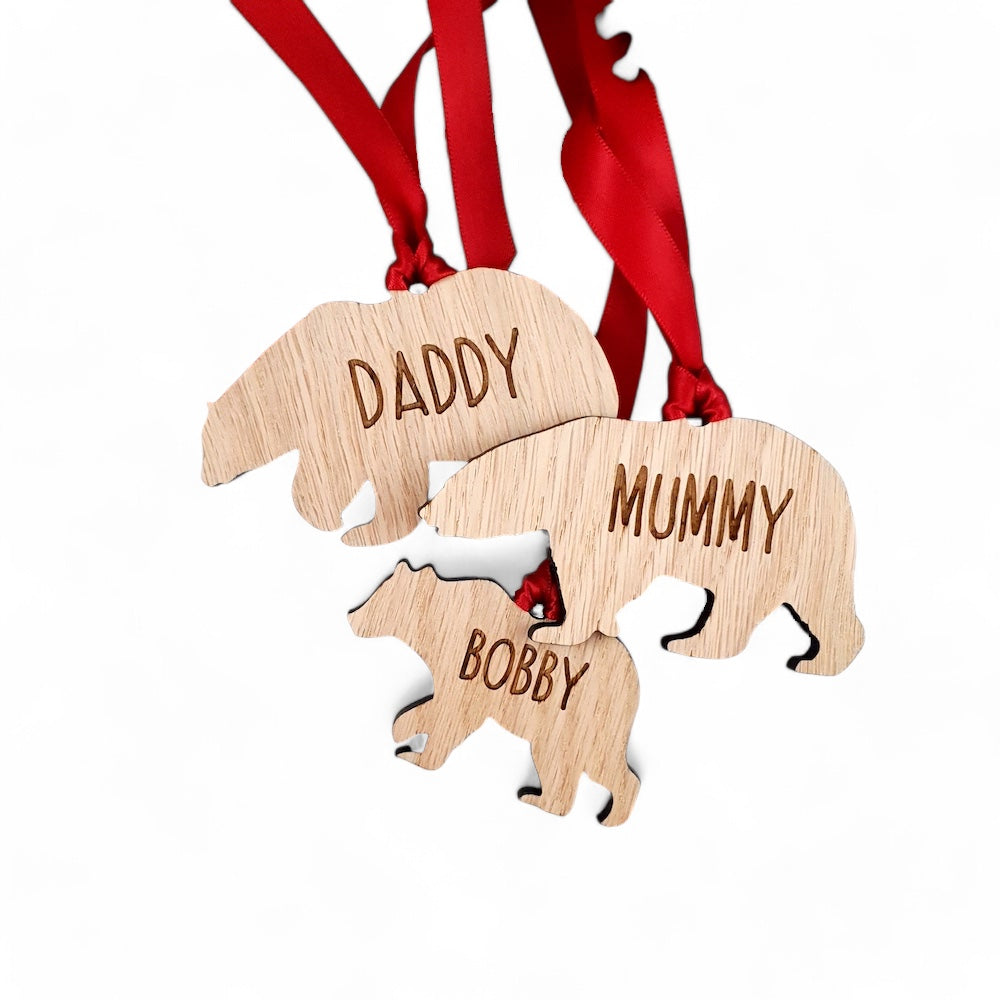 Personalised Polar Bear Family Christmas Tree Decoration