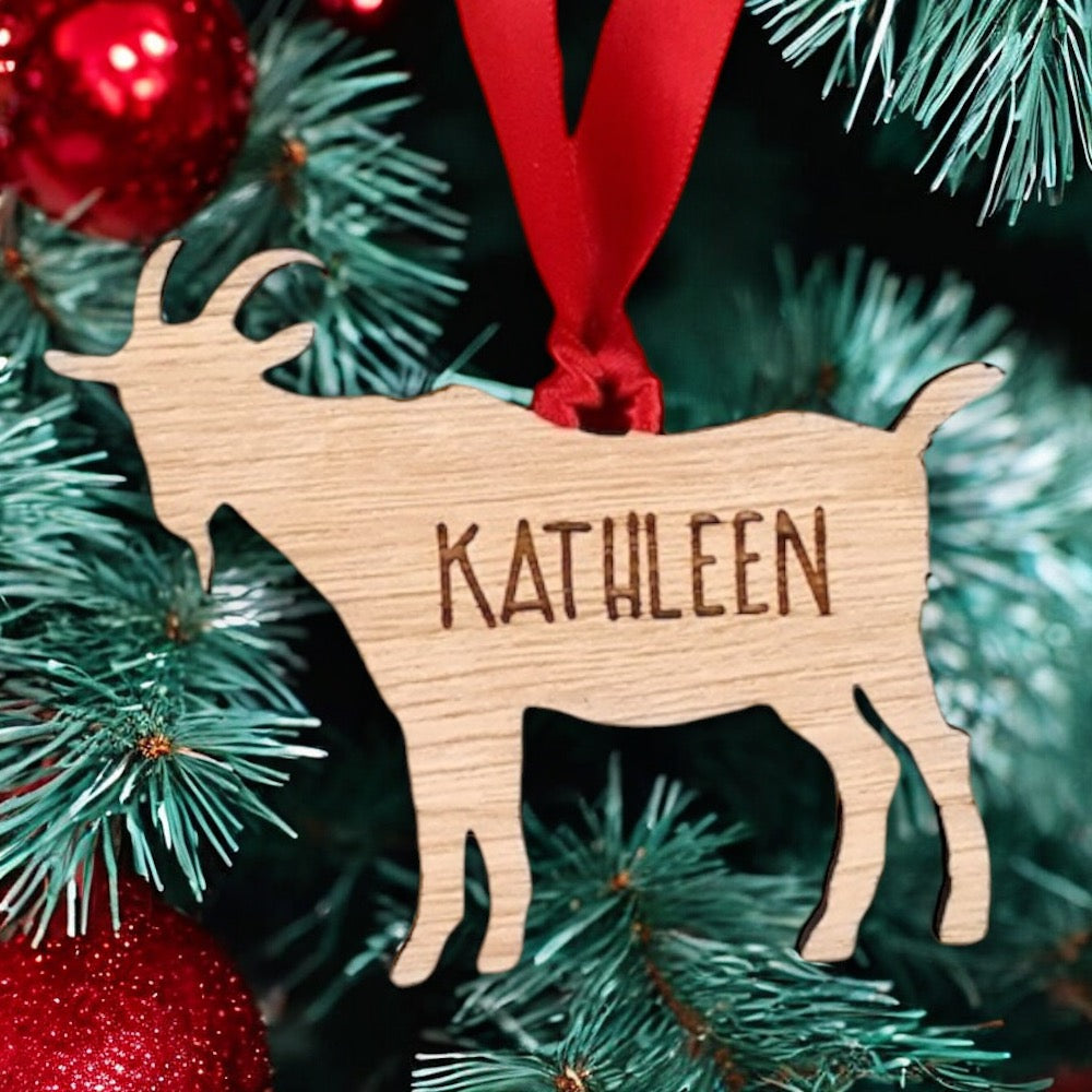 Personalised Goat Christmas Tree Decoration