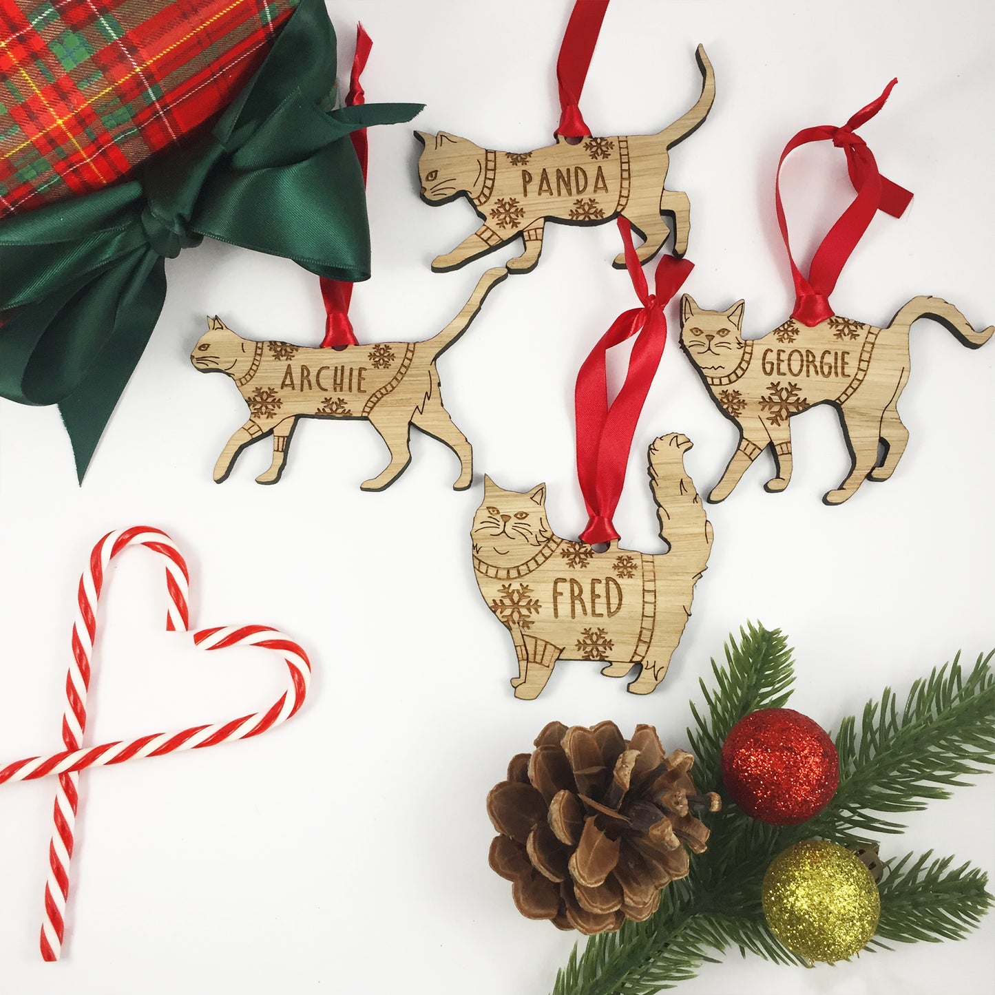 Personalised Domestic Short Hair 1 Cat Christmas Jumper Tree Decoration Bauble