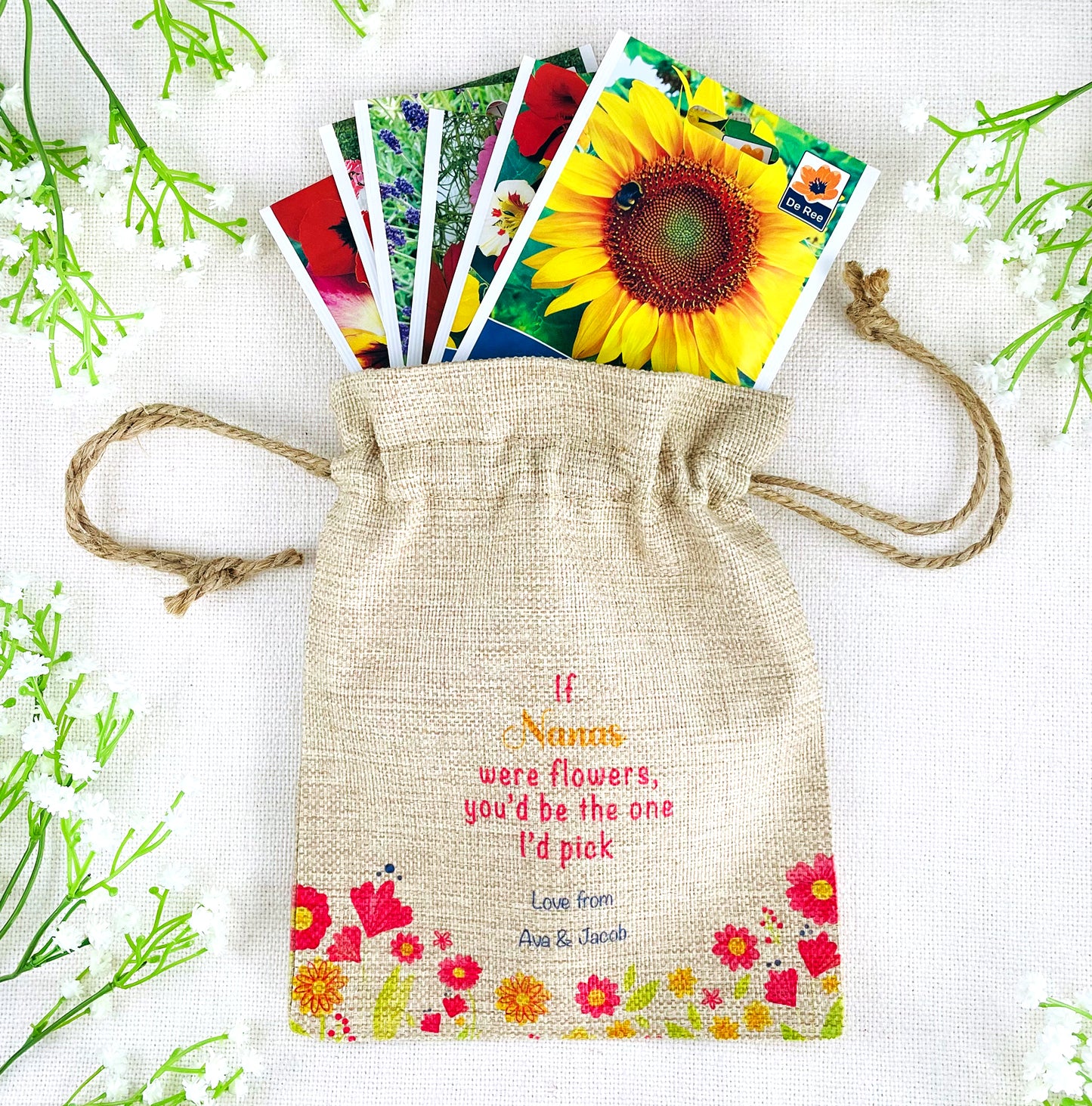 Personalised Flower Seed Bag - If Nanas were Flowers You'd be The one I'd Pick - Gardening Gift