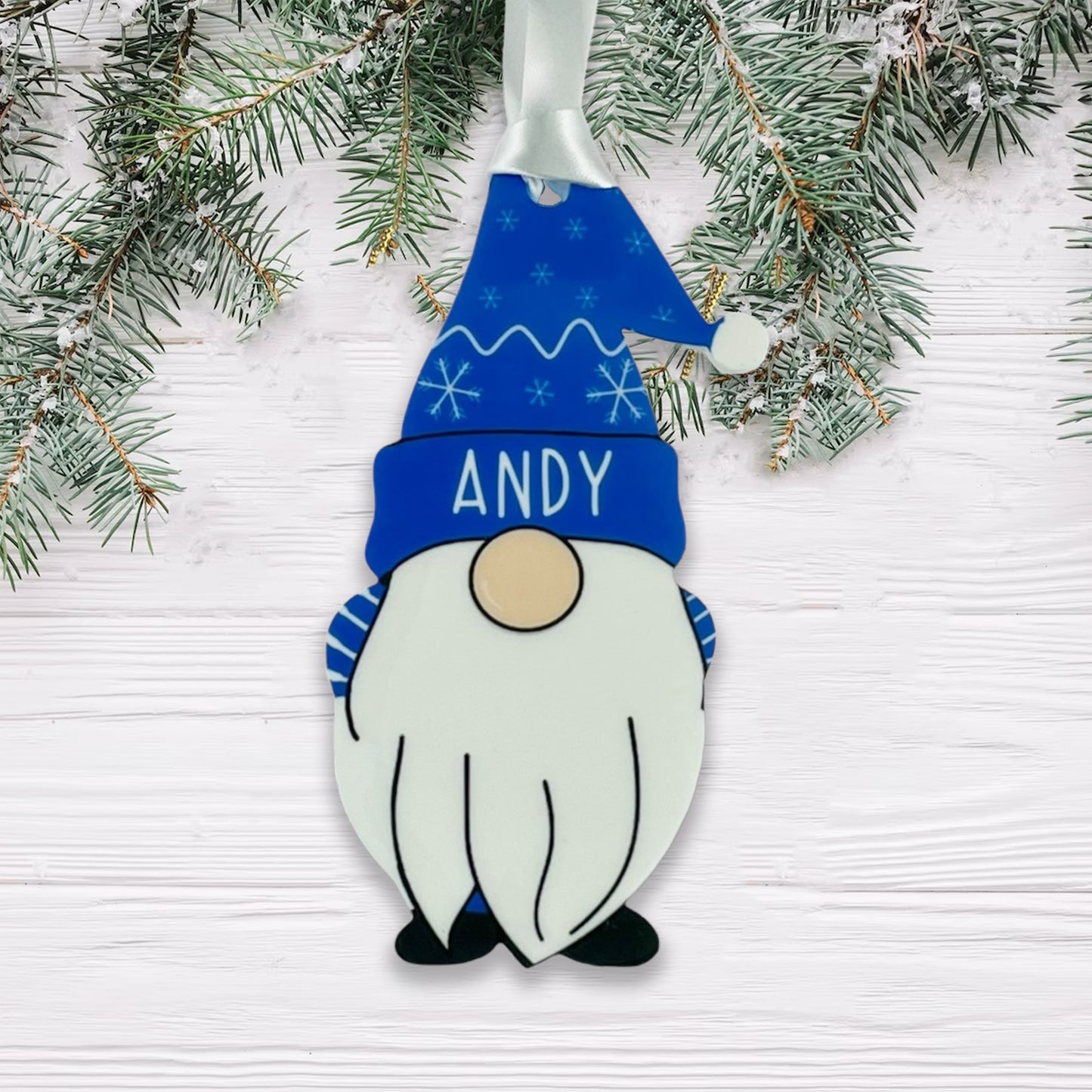 Personalised Christmas Acrylic Gonk Bauble - Choose from four colours - Add any name!
