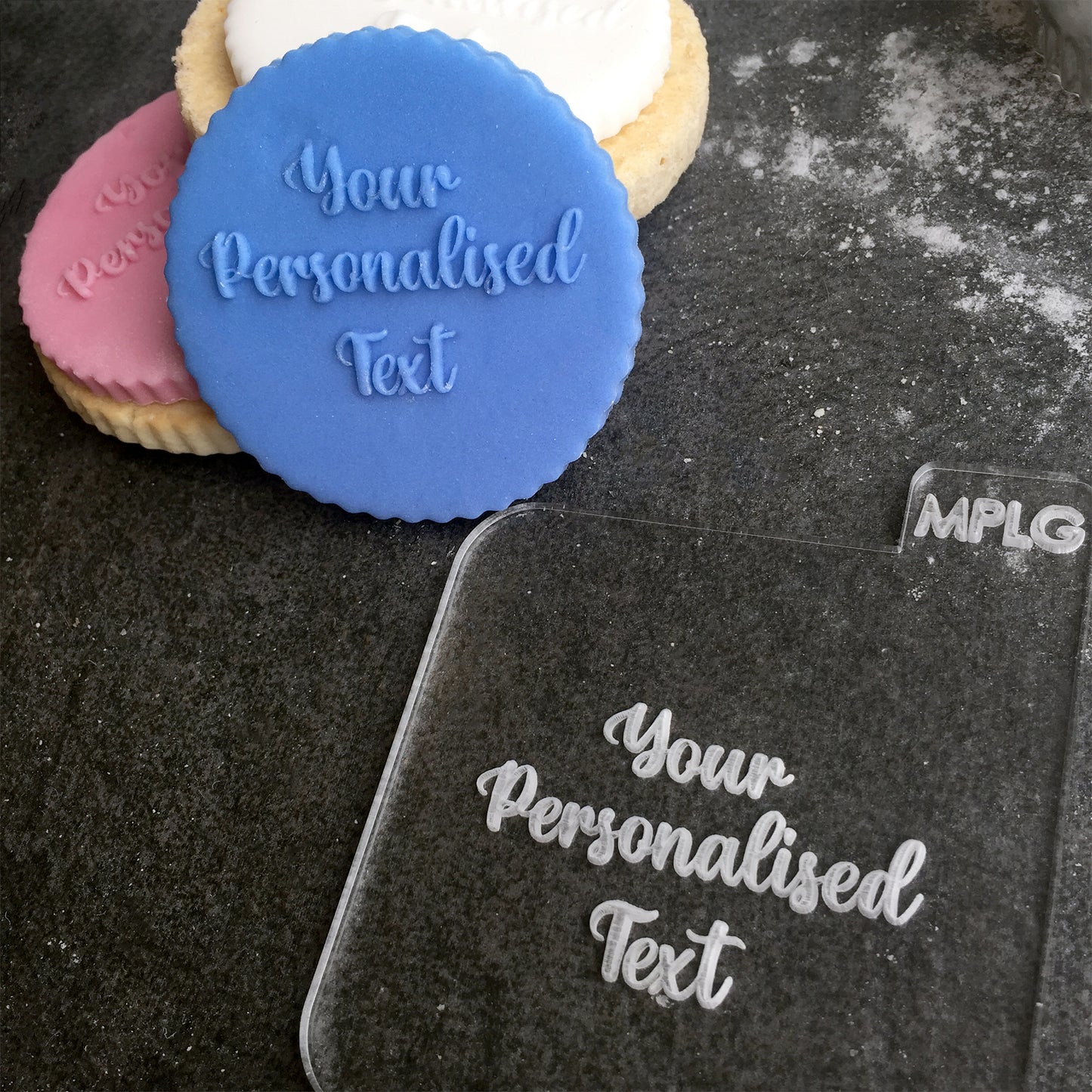 Personalised Your Text Here Happy Birthday Baby Shower Hen Party Icing Embosser Stamp Fondant for Biscuits Cookies Cupcake Topper Stencil