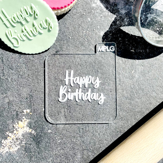 Happy Birthday Icing Stamp Embosser Stamp Fondant for Biscuits, Cookies, Cupcake Topper Decorations Stencil for Birthdays